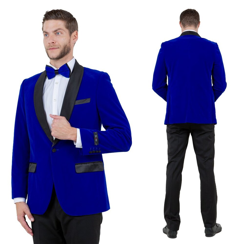 Slim Fit Velvet Blazer Only by Tazzio, Royal Blue